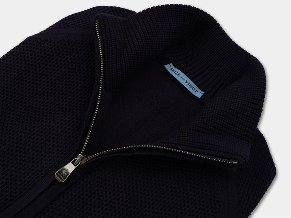 Zermatt Navy Wool Knit Bomber