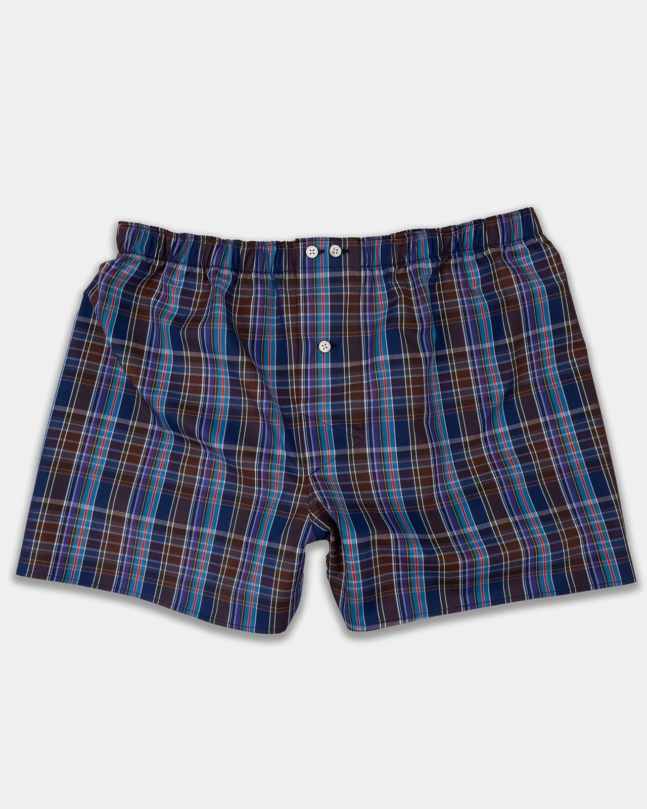 Brown/Blue/Turquoise Plaid Boxer Shorts