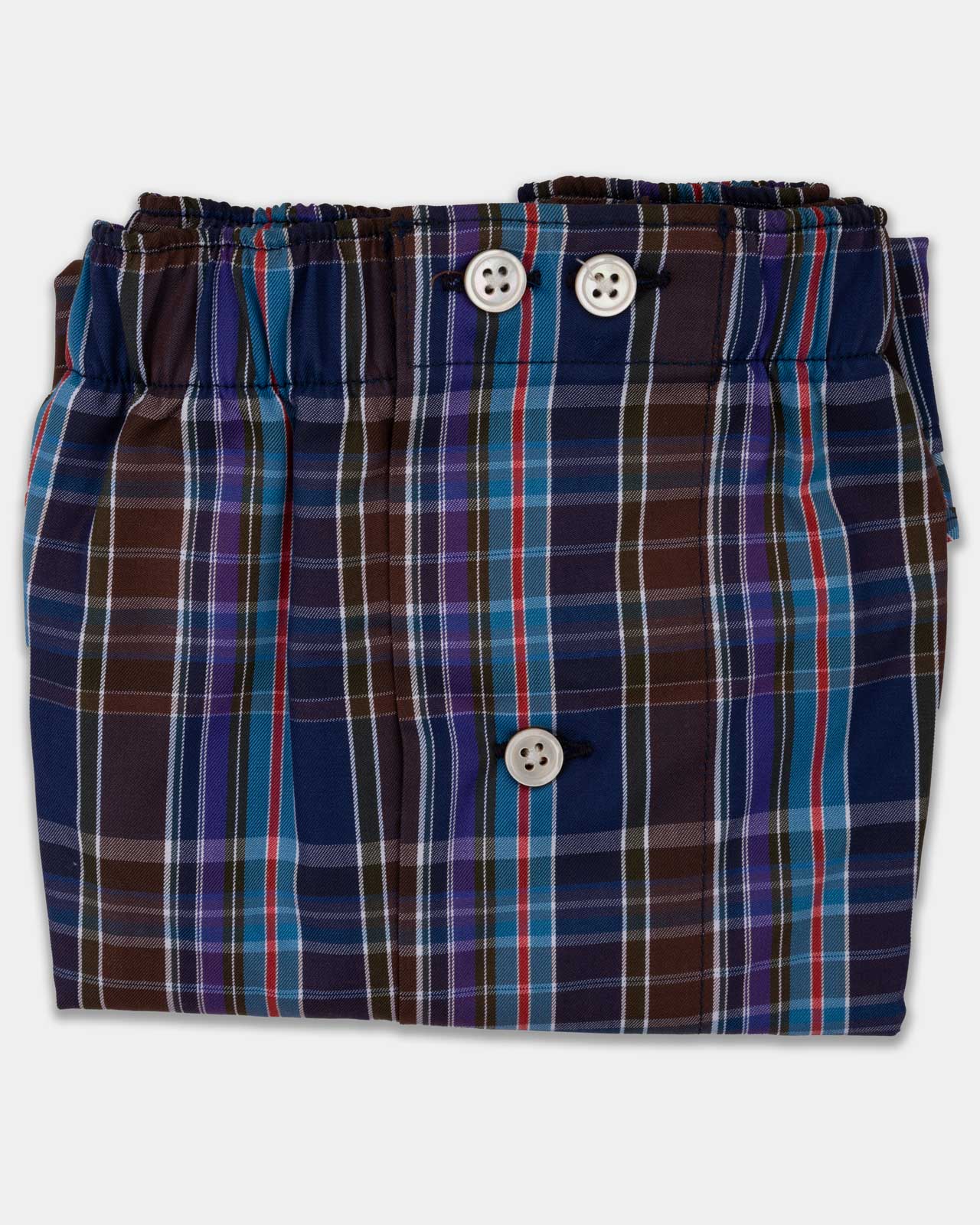 Brown/Blue/Turquoise Plaid Boxer Shorts