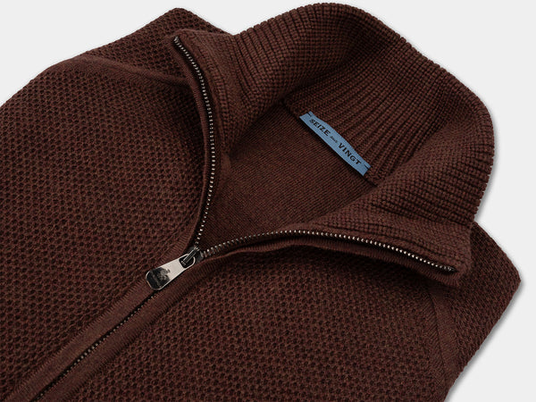 Zermatt Brown Wool Knit Bomber