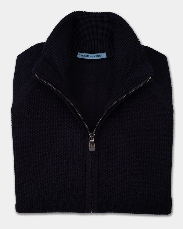 Zermatt Navy Wool Knit Bomber