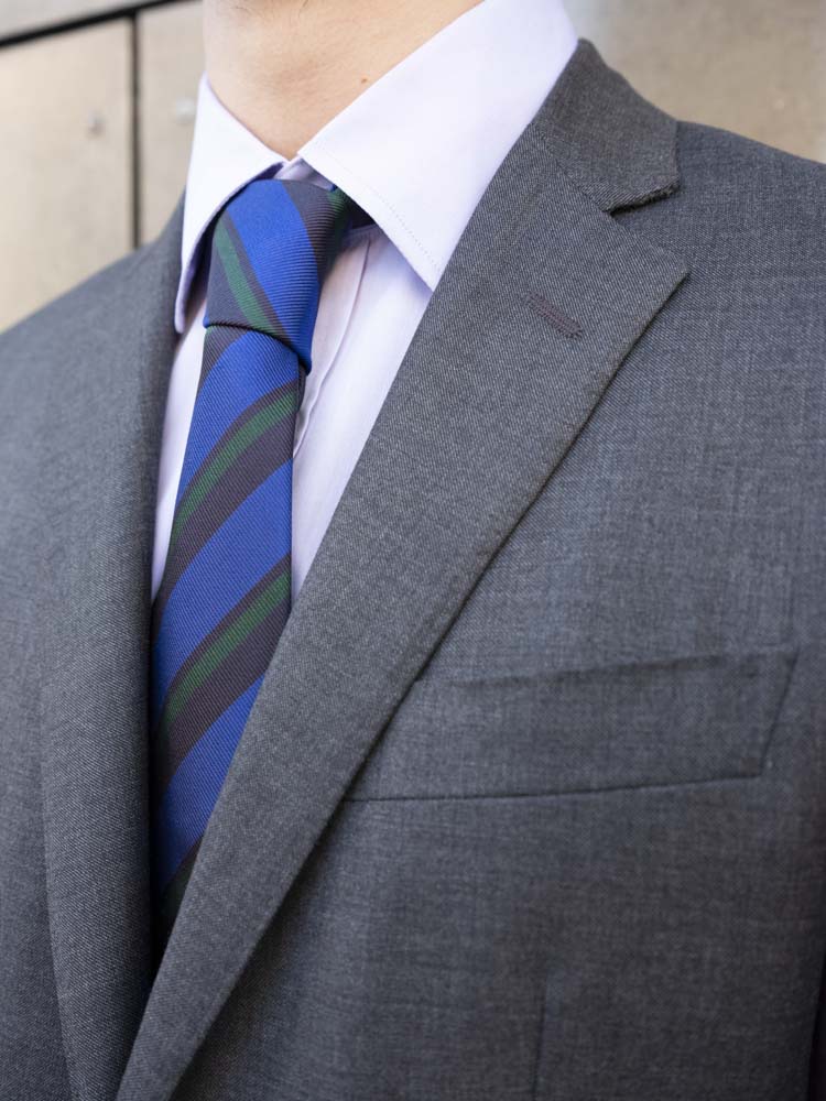 Navy Cobalt Green Wide Stripe Tie